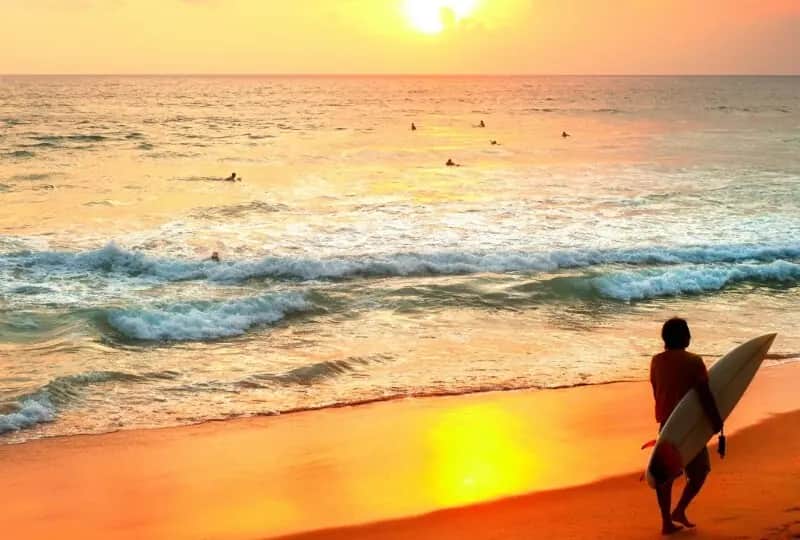 Surfing in Hikkaduwa, Sri Lanka