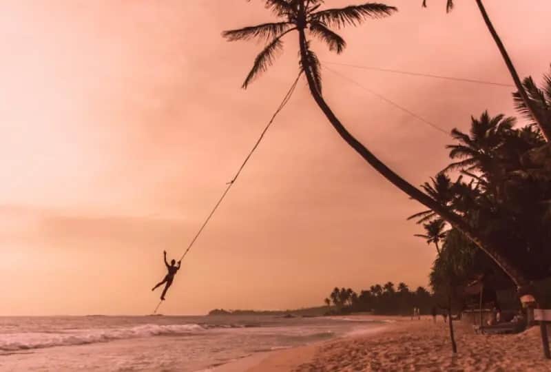 A view of Unawatuna Beach Swing, Sri Lanka